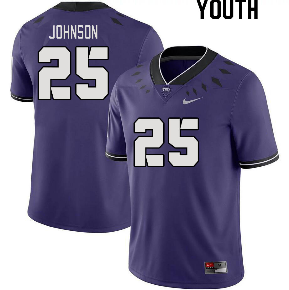 Youth #25 Jamel Johnson TCU Horned Frogs 2023 College Footbal Jerseys Stitched-Purple - Click Image to Close